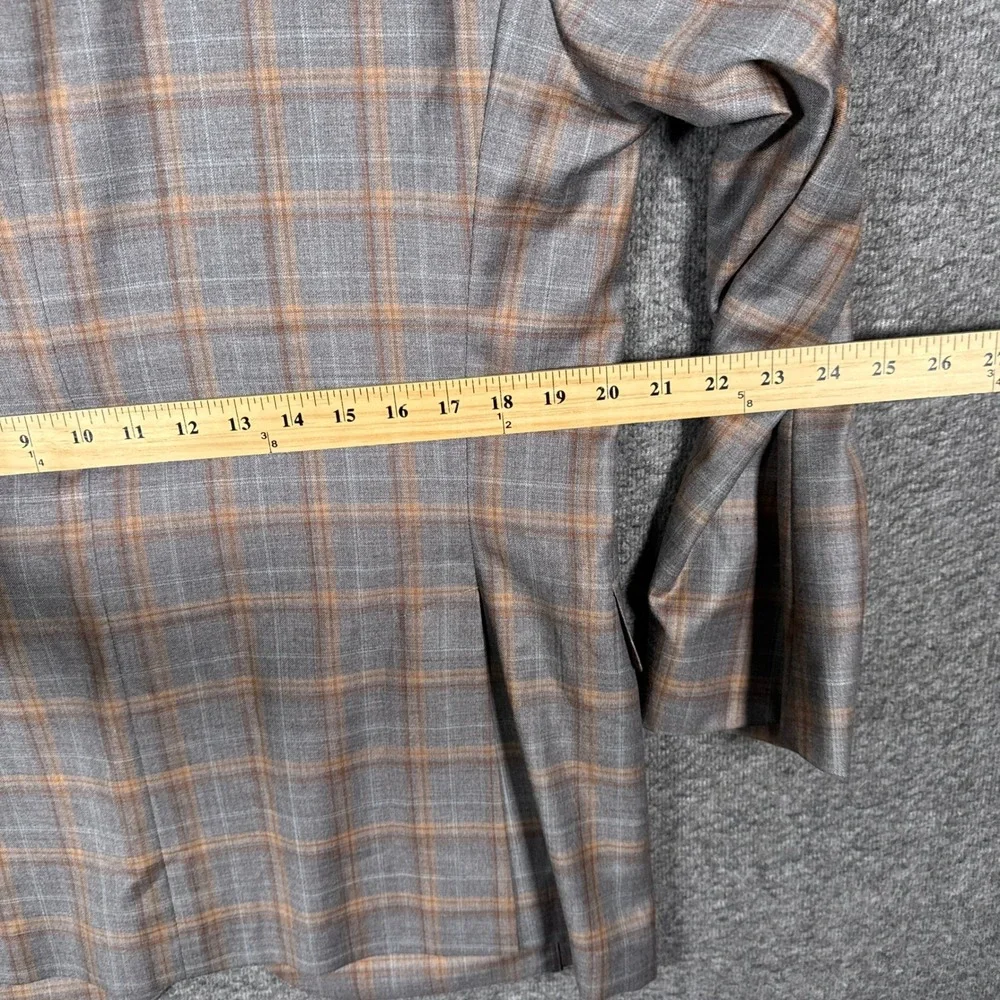 J Hilburn Sport Coat Mens 42S Windowpane Plaid Reda Italian Wool Unstructured